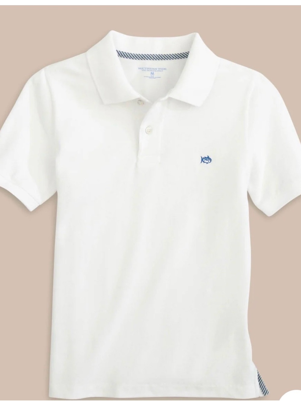 Southern Tide White Polo Shirt with Blue Logo